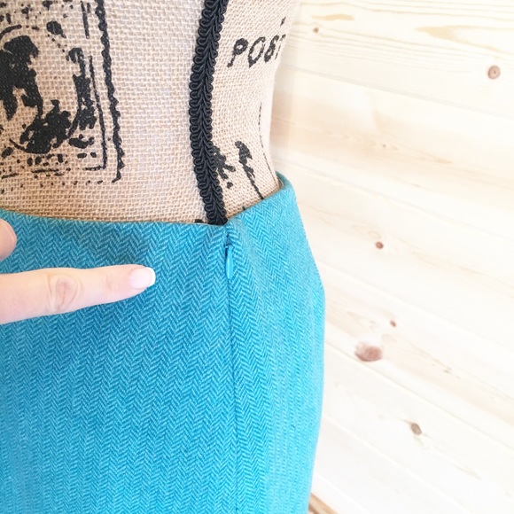 J Crew Wool Poly Blend Skirt Teal Green Size 6 - Picture 3 of 7
